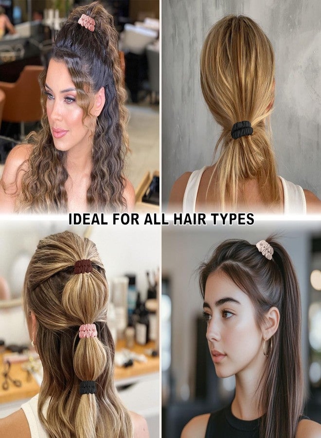ZHENSILK 8Pcs Silk Scrunchies Hair Ties for Women & Girls, Mulberry Silk Scrunchies No-Damage Thin Satin Ponytail Holders for Hair Care(Clolor 09) - Image 5